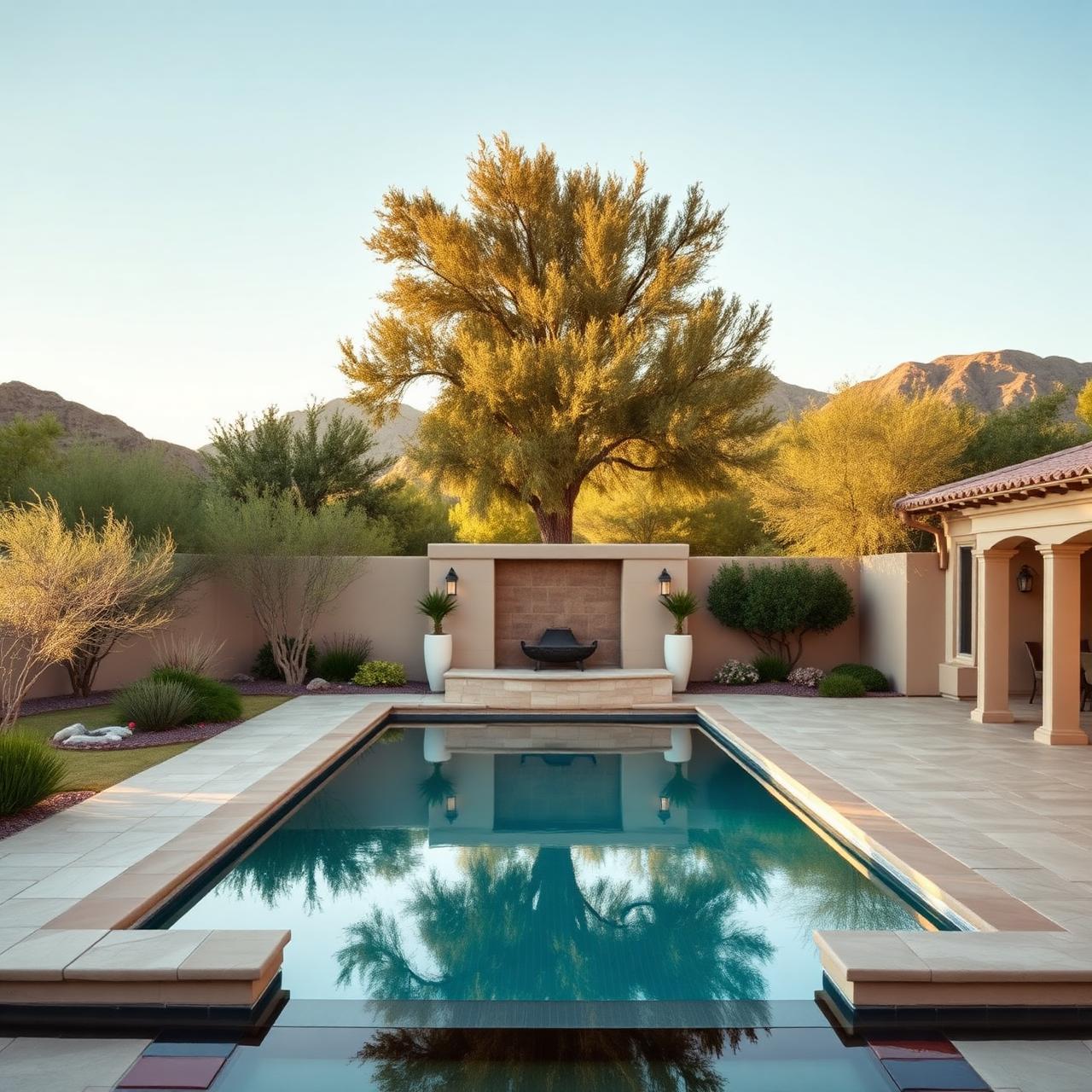 Estate pool with travertine deck